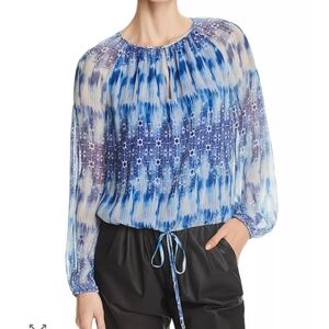 Ramy Brook Malia Macramé-Back Silk Top, Small